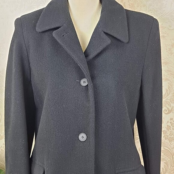 Jason Kole Women's Size 8P Black Long Coat Winter Trench Coat 100% Wool EUC - Picture 5 of 14